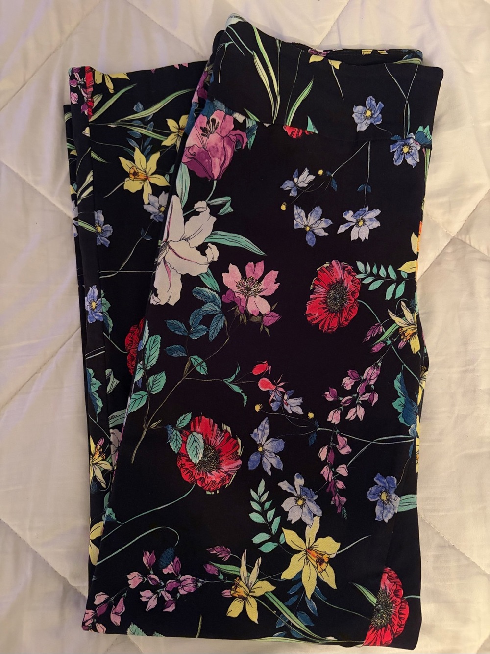 Joseph Ribkoff Pull on Black Skinny Pants with Multicolor Floral Print